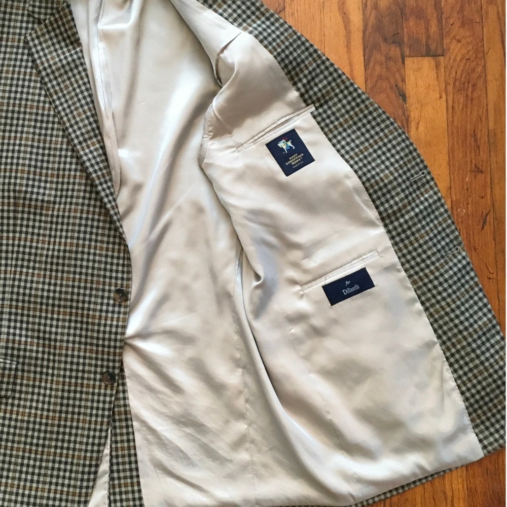 Hart Schaffner Marx Men's Blazer 46L Loro Piana Cashmere Plaid Checked USA Made - Picture 10 of 14